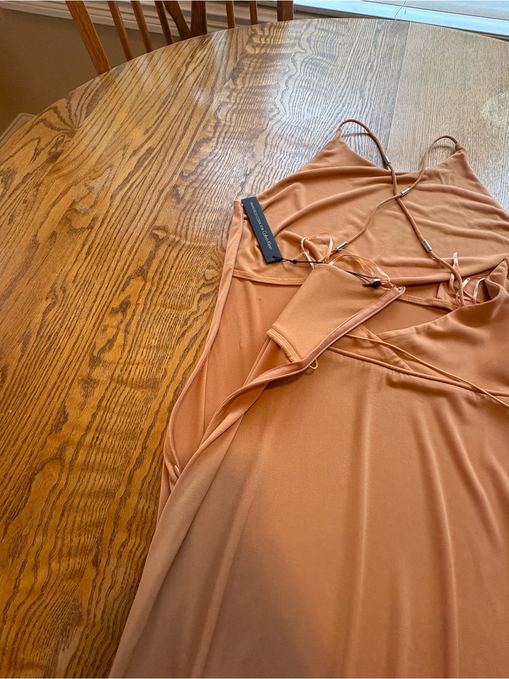 Francisco Costa x Calvin Klein NWT Terra Cotta Clay Slip Maxi Dress 10 90s Style - Picture 7 of 9